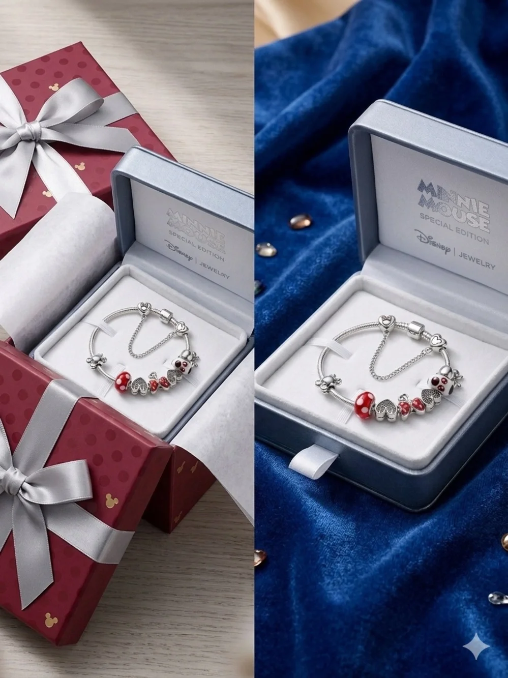 Disney Minnie Mouse Red and alloy Silver Charm Bracelet